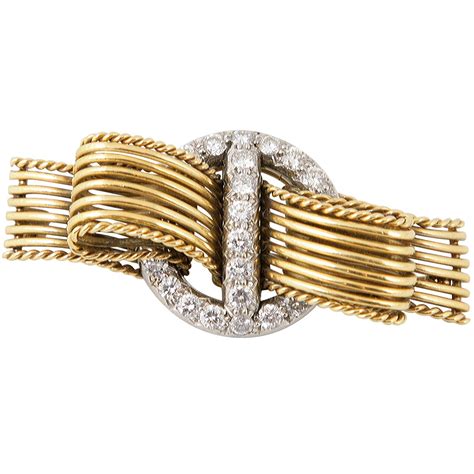 cartier gold brooch|cartier vintage diamond brooch.